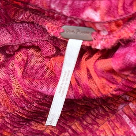 Free People Vibrant Red and Pink Blouse - Picture 2 of 5